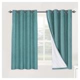 H.VERSAILTEX Linen Blackout Curtains 54' Teal