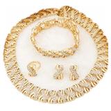 Gold Plated Crystal Necklace Earrings Set