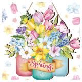 Juexica Hello Spring Door Sign Floral Welcome
