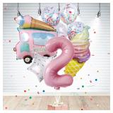 2nd Ice Cream Birthday Balloons, 8pcs