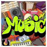 Music Collage Edible Cake Topper-1/4 Sheet