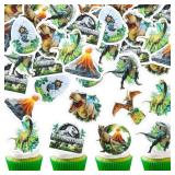 Ercadio 48 PCS Edible Jurassic Cupcake Toppers