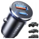 LISEN 69W Mini USB C Car Charger 12V Adapter