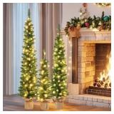 $179 Costway 3-Piece Pre-Lit Christmas Trees