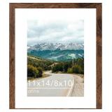Deep Brown 11x14 Picture Frame with 8x10 Mat
