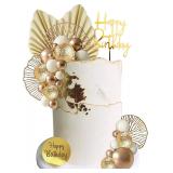 White Gold Balls Cake Toppers Bday Party