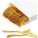 Ninsula 35Pcs Gold Plastic Forks, Durable