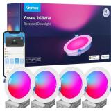 $110 Govee 6' Recessed Light, RGBWW, 1100lm, 4pk