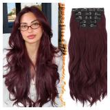 BARSDAR 20' Clip-in Hair Extensions, Burgundy