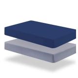 Crib Sheets Fitted for Boys, Grey & Navy 2 Pack