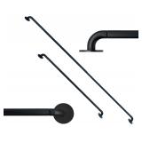 Sash Curtain Rod for French Doors (2) - Black