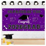 Purple Graduation Banner 2026 Backdrop