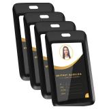 4 Pack Sliding Black ID Badge Holder