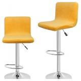 Velvet Bar Stool Covers, Square (2) Yellow