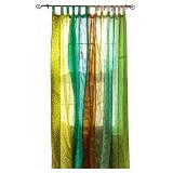 Vintage Sari Boho Curtain Silk Green