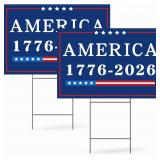 America 1776 2026 Patriotic Yard Sign (2 Pack)