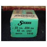 Sierra 22Cal 52gr HPBT Match 100 Pieces