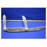 Colonial 3 Blade Trapper Stag Handles