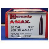 Hornady 30 Cal 208gr A-Max 100 Pieces