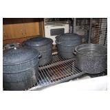 Vintage Black and White Speckled Canning Pots