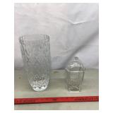 Crystal Vase and Clear Glass Candy Dish