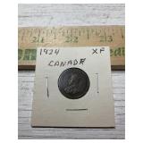 1924 Canadian One Cent Coin, graded XF