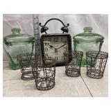 Vtg Apothecary jar, Clock, see description