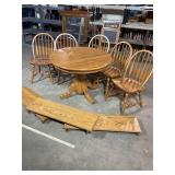 Oak Table, 5 Chairs, 3 Leaves, 42ï¿½ x 30ï¿½ tall