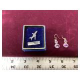 Airplane Pin & Earrings Marked 925