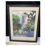 Framed Watercolor of Singing Tower at Bok Gardens