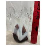 Vtg hand blown art glass handkerchief vase