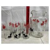 Vtg Federal Glass Co pitcher & tumbler set
