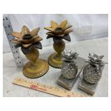 Vtg Pineapple Candle Holders & Door Stops