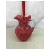 Fenton Cranberry Coin Dot Glass Pitcher