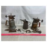 Vintage Items: Keys, Shoe Button Hook, Clamps More