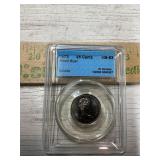 1973 Small Bust Canadian 25 cent coin, grade MS-63