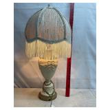 Fringed Lampshade Lamp. Turns on.