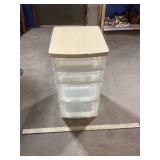 4 Drawer Plastic Bin Wood Top