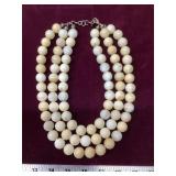 Heavy 3 Strand Large Bead Necklace