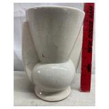 Vtg off-white crackle pottery vase