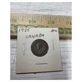 1925 Canadian One Cent Coin, graded AU