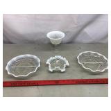 Fenton White Opalescent Hobnail Dishes