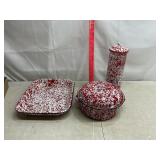 Red Speckled Enamel Dishes