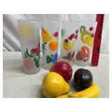 Vtg Tumblers from Federal Glass Co; Fruit pattern