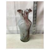 White & Purple Swirl Ruffle Vase