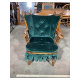 Vtg Green Velvet Rocking Chair, 28ï¿½ wide