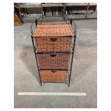 Wicker/Metal 3 Basket Storage Unit, 16ï¿½x12ï¿½x35ï¿½t.