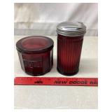 Ruby red salt cellar, sugar shaker