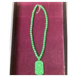 Heavy Green Necklace, Clasp Stamped 925