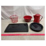 Enamel Kettle, Pans, Bowl, and More